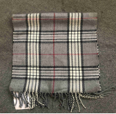 check woven scarf with fringe